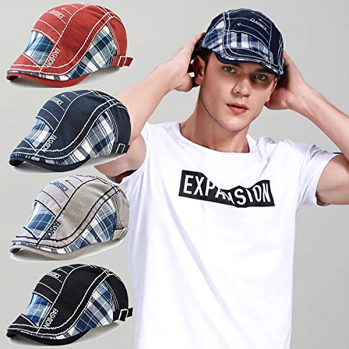 Image of M MOACC Men Beret Hat Cotton Adjustable Newsboy Hats Cabbie Gatsby Cap Driving Flat Caps