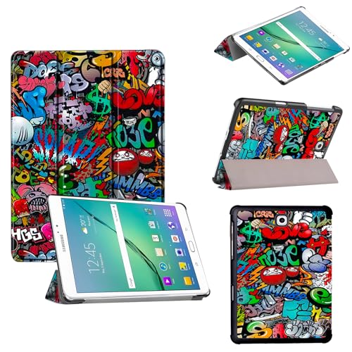 Tri-Fold Case Compatible with Samsung Galaxy TAB S2 8.0 inch Tablet (SM T710/T713/T715C/T719C), Includes a Screen Protector - Premium PU Leather Tri-Fold Cover with Auto Sleep/Wake