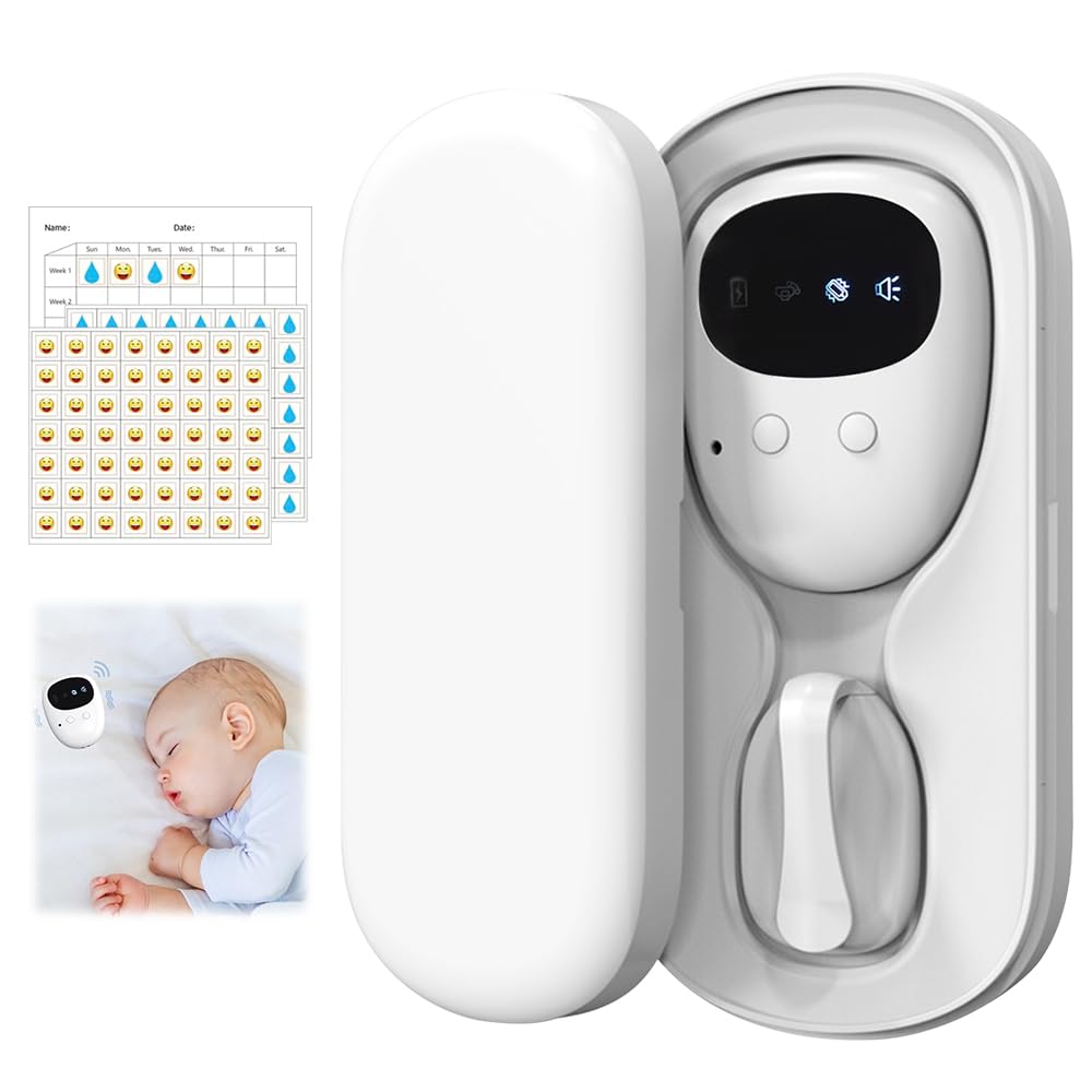 Wxeadu Wireless Bedwetting Alarm, White 3-Mode Loud Sound & Strong Vibration Bed Wetting Alarm Children