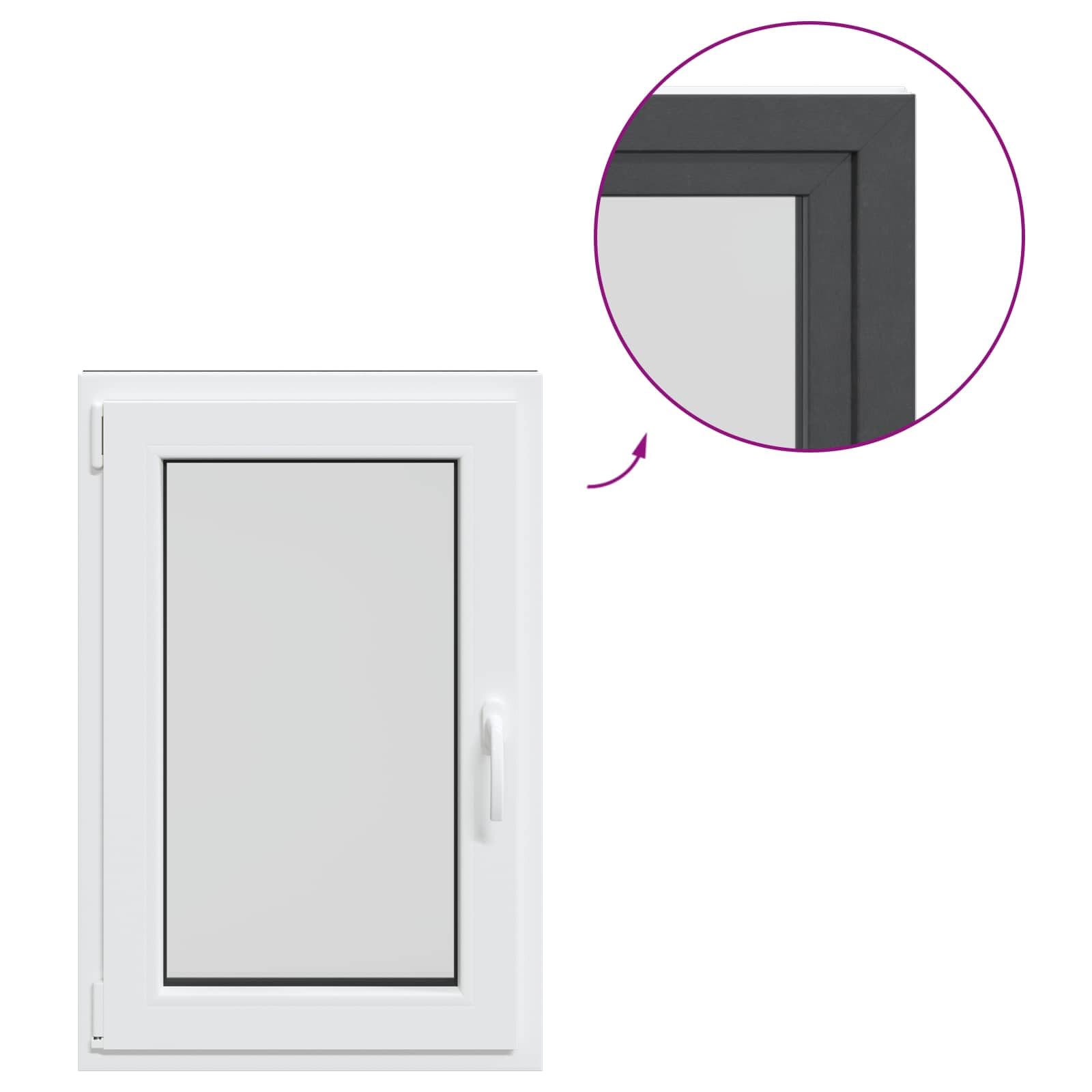 RISOR - Finestra per cantina, 60 x 100 cm, in PVC e vetro, antracite, con telaio a 5 camere, funzione di inclinazione e rotazione, protezione termica, insonorizzazione, vetro isolante per