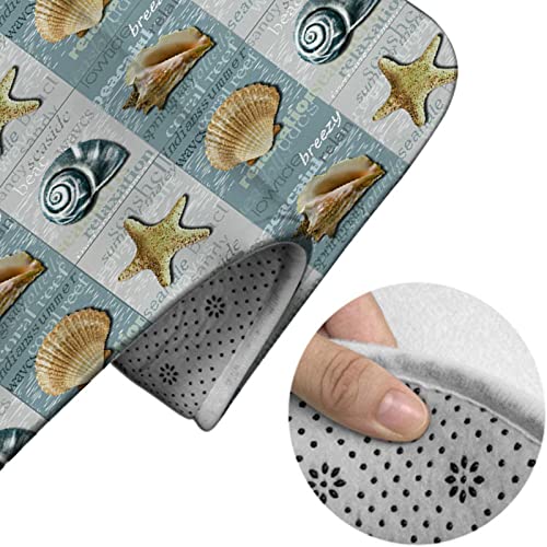 Badezimmerteppich-Set, 3-teilig, Muschel-Seestern-Küstenmotiv am Meer, waschbare Badeteppiche, rutschfest, mit Rückenpolster, Konturteppich und Toilettendeckelbezug – Bild 5