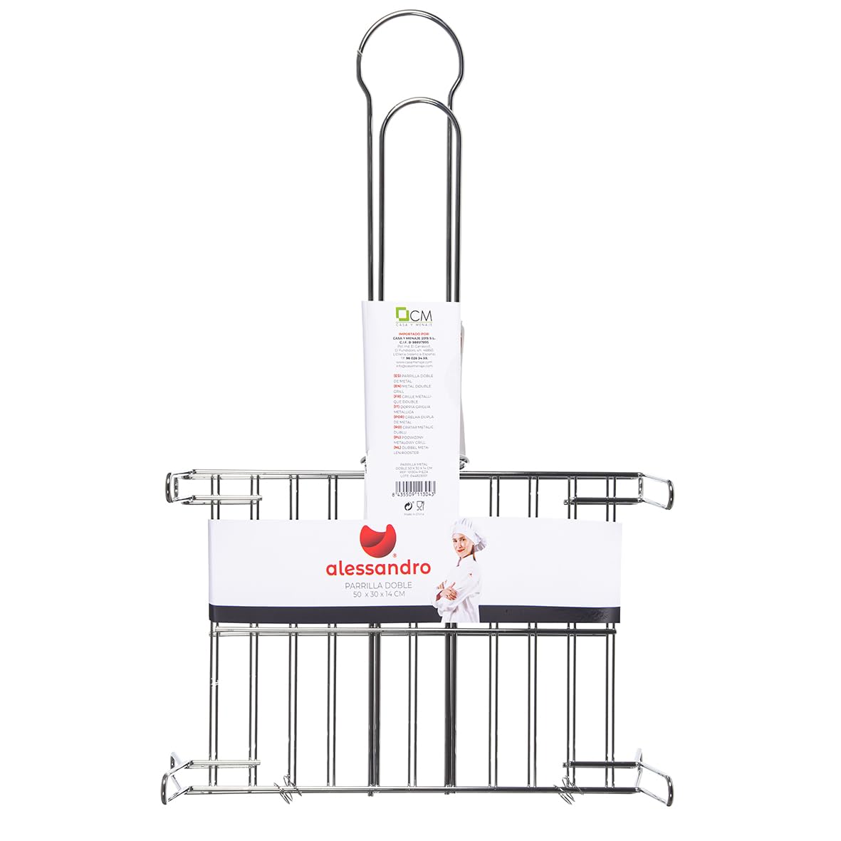 Pack 6 Parrillas Barbacoa Doble con Patas, Metal Resistente y Duradero. Mayor resistencia a la Corrosión. Ideal para asar Carne, Verduras y Pescados. Hostelería, Bar, Restaurantes (20x30cm (6Uds)