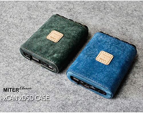 Image showing two MITER cases, one blue and one green, with iFi devices inserted, demonstrating the snug fit and accessible ports.