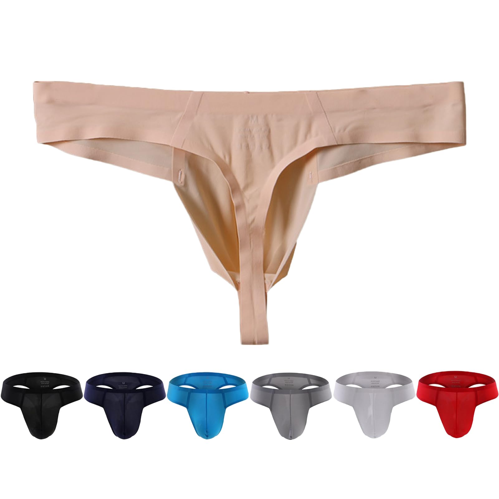 Tanga ultrafina sin costuras de seda de hielo para hombre, sexy, con bolsillos en U, parte trasera en T, bikini de talle bajo