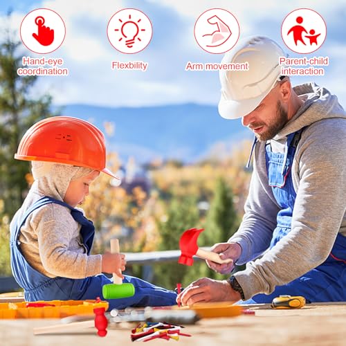 Image of 12Pcs Hammer Toys with 100Pcs Small Wooden Hammer Simulation Fake Hammer Maintenance Tools,Toy Hammer Plastic Toddler Claw Hammer Portable Toys Pretend Play Fake Mallet Hammer for Boys Girls