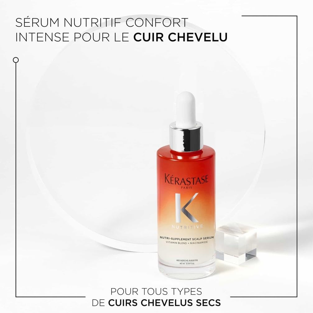 KÉRASTASE Nutritive - Sérum Nutritif Confort Intense - Serum Hydratant Pour Cuir Chevelu Sec - Apporte des Nutriments Essentiels - Niacinamide & Glycérine - +23% Hydratation Immédiate* - 90 ml