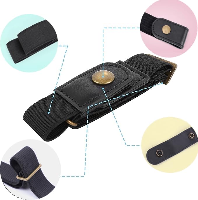 2 Pairs No Buckle Invisible Elastic Stretch Waist Belt for Men/Women, Jeans Loops Belt for Pants2