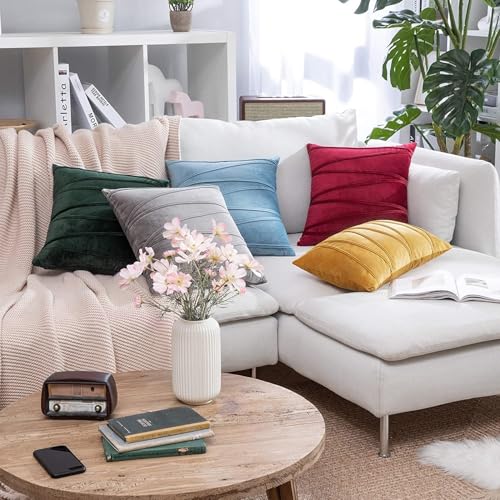 Image of Khooti Velvet Striped Cushion Cover Pack of 1-38 inchX38 inch /97X97 Cm | Ice Blue | Soft Pillow Covers Cushion Case for Sofa Bedroom Living Room Chair Car, Cushion Cover with Zig Zag Pattern