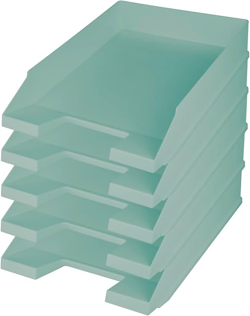 HELIT BÜROPROD. H2661632 - Taca na listy the green staff, DIN A4-C4, 5 sztuk, turkusowa, przegródki do układania w stosy wykonane z tworzywa sztucznego pochodzącego z recyklingu, certyfikat Blue Angel