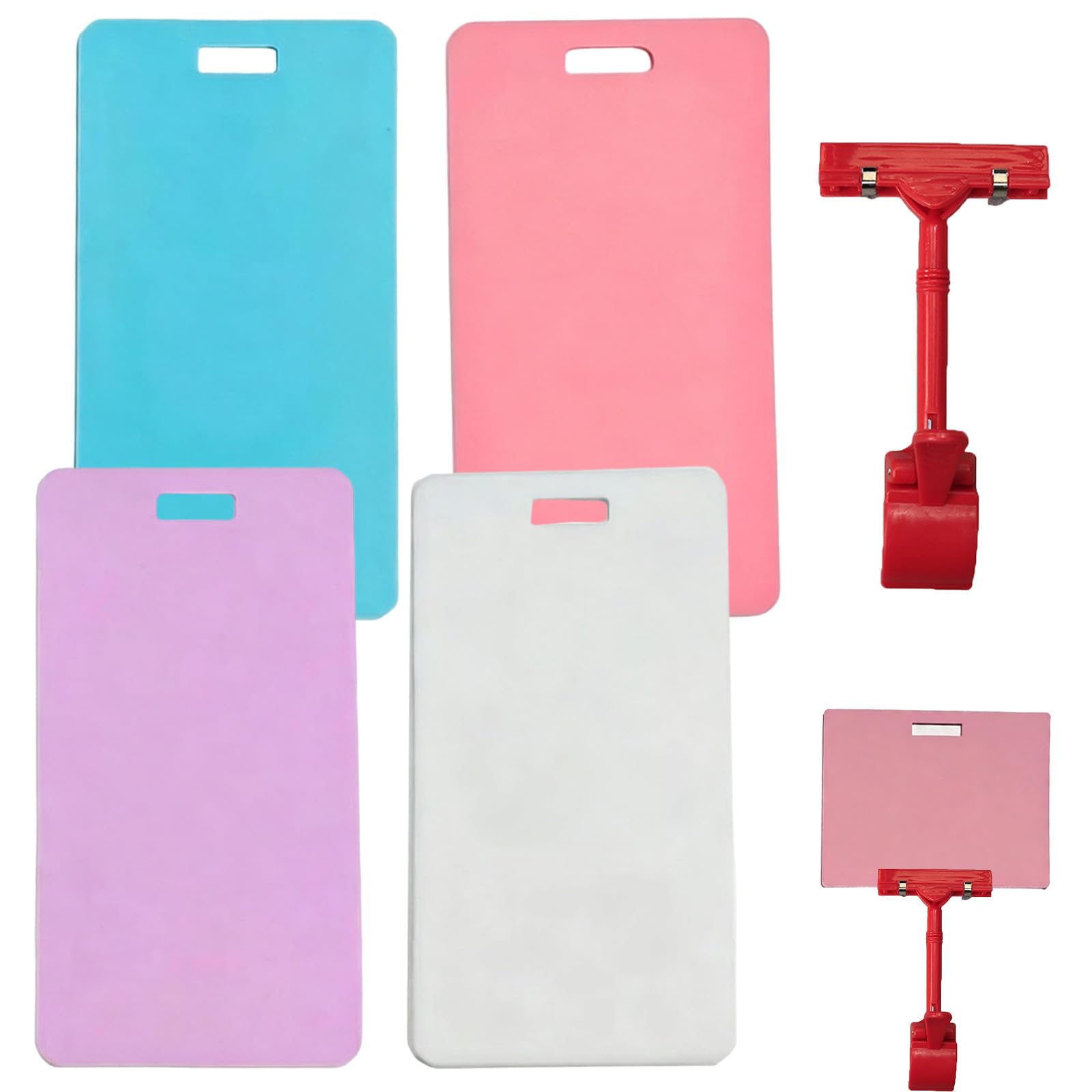 Erasable Badge Note, Reusable Silicone Mini Whiteboard Clipboard with ID Badge Clip, Waterproof Pocket Notepad, Dual-Side Writable, Fade-Proof & No Blur (Vertical-4PCS)