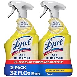 1 of Lysol All Purpose Cleaner Spray, Multi-Purpose Disinfecting Spray, Kitchen & Bathroom Cleaner, Lemon Breeze Scent, 32 Fl Oz (Pack of 2)