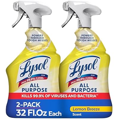 Lysol All Purpose Cleaner Spray, Multi-Purpose Disinfecting Spray, Kitchen & Bathroom Cleaner, Lemon Breeze Scent, 32 Fl Oz (Pack of 2)