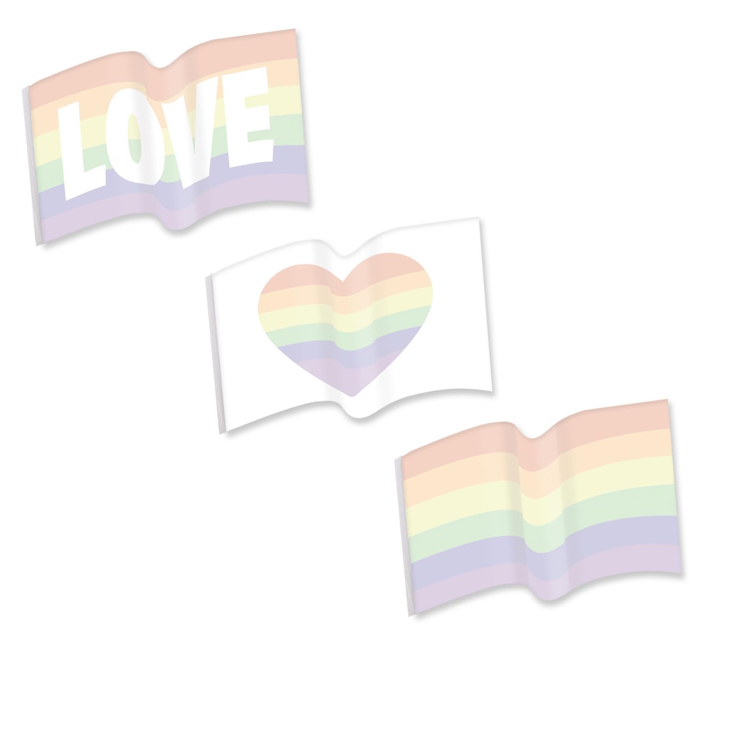 Gay Pride Flag Sticky Note Assortment / 4" x 3" Repositionable LGBTQ Love Sticky Notes/Set of 3 Rainbow Heart Flag Pads/Made in The USA