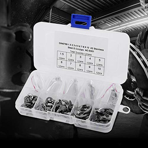 120PCS 10SIZE 304 in acciaio INOX e-clip esterna