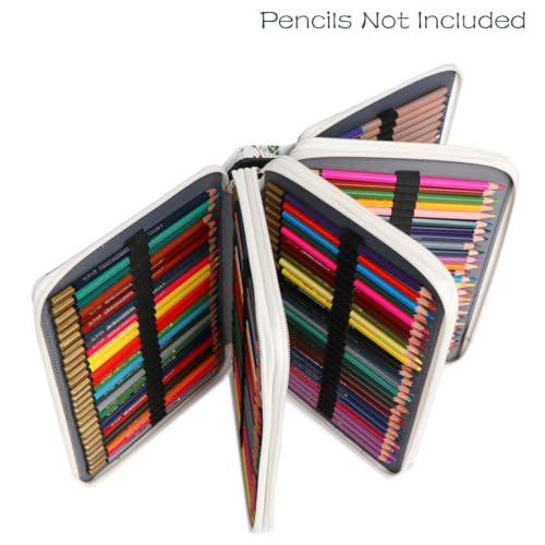 Image of YOUNGCOL 200 Slots Colored Pencil Case Color Pencil Organizer Storage Large Capacity Pencil Case (White + Floral)
