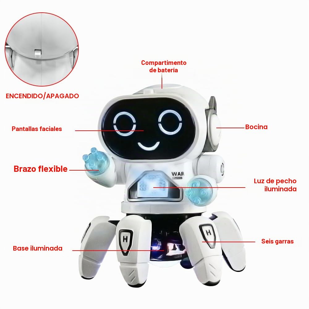Robot de Juguete para Niños, Robot de Compañía para Niños, con Proyección de Luz Colorida, Baile, Canto y Caminata, para Niños de 4 a 12 años Como Regalo de Cumpleaños