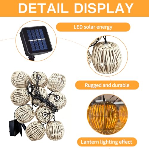 CHENBOOW Guirlande Lumineuse Exterieure Solaire,10 Pièces Guirlande Solaire Exterieur 3.8M,Guirlande LED Guinguette Exterieur Intérieur,LED Guirlande Lumineuse Solaire,pour Jardin,Cour,Fête – vue 3