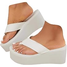 Chunky Platform Flip Flops Wedges Slip on Beach Sandals
