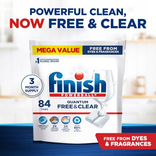 Image of Finish Free & Clear Dishwasher Pods, Dye & Fragrance Free Detergent, 84 ct.