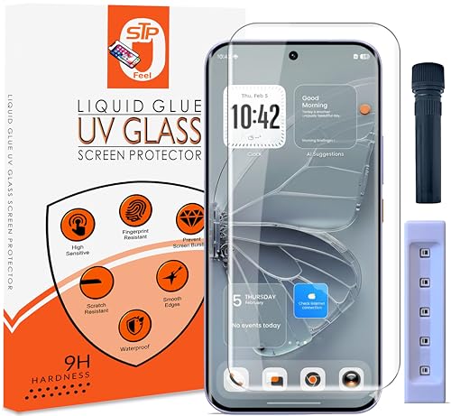 Image of STP FEEL Advanced UV Tempered Glass Screen Protector Guard Compatible For Tecno Pova Curve 2 5G (6.78 Inch, Pack of 1) Full Adhesive UV Curved Case Friendly HD Clarity with easy installation kit
