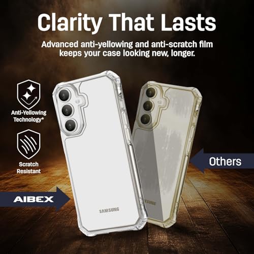 Image of AIBEX Ultra Strong Transparent Back Cover for Samsung Galaxy S24 FE | Crystal Clear Hard Case | Shockproof Military-Grade Drop Protection | Anti-Yellowing TPU Bumper | Scratch-Resistant PC Back