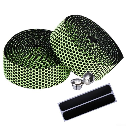 Cinta de manillar flexible y ligera con extremo de barra para bicicletas de carretera y raquetas (amarillo)