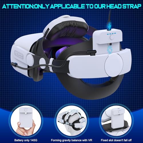 NinxGloy 7500mAh-Head-Strap-Rechargeable-Battery-Pack for Oculus Quest 2, Lightweight Power with LED Indicator for Extended 4 Hours Playtime - with Charging Dock(Only Suitable for Our Head Strap)