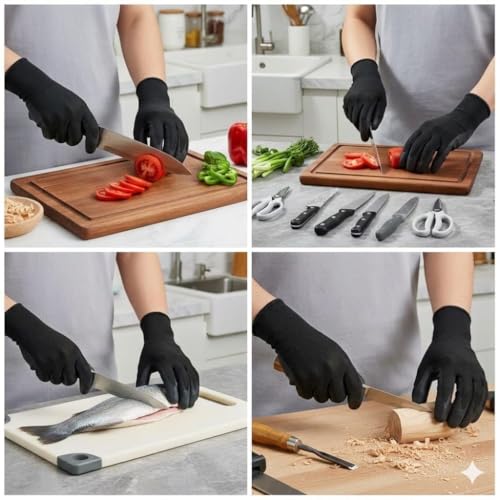 Image of YUNGMAXCut Resistant Safety Gloves | Anti Hand Gloves for Vegetable Cutting, Cooking & Industrial Work Cut Proof Work for Mechanic & Double Ended Nylon Pipe(pack of 1)