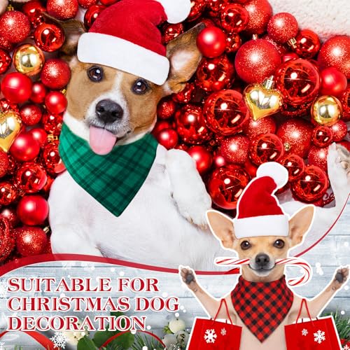 Image of Abbylike 50 Pcs Christmas Plaid Dog Bandanas Bulk, Red and Green Gingham