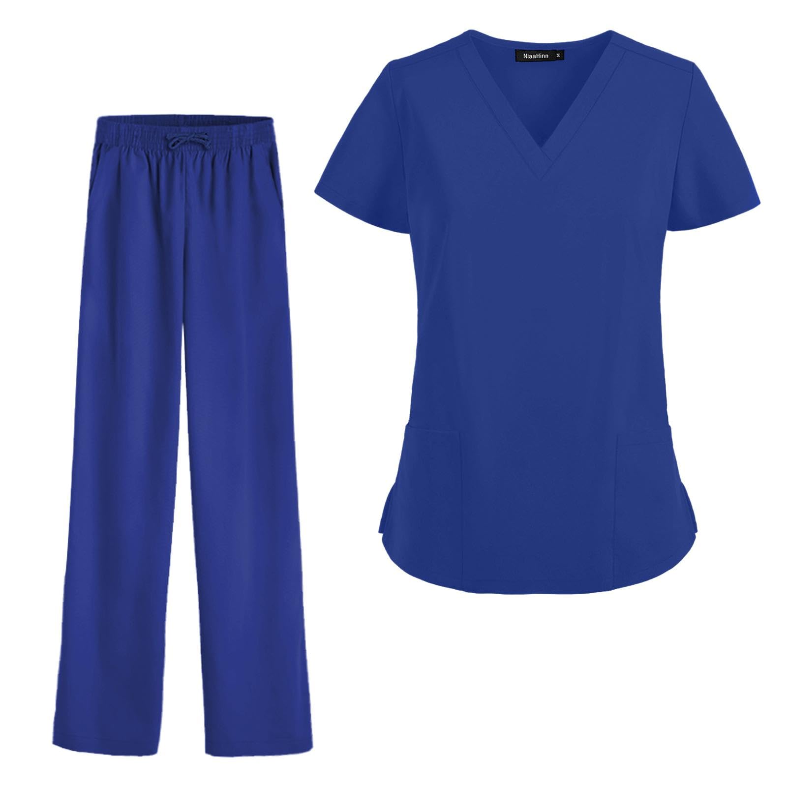 heavenglow Women Scrubs Sets Summer Modern Thin Scrubs Top and Pants Uniforms Scrub Set M Blue|Clothing, Shoes & Accessories | Uniforms & Work Clothing | Scrubs |1 Set Nursing Scrub Uniform-picture-45