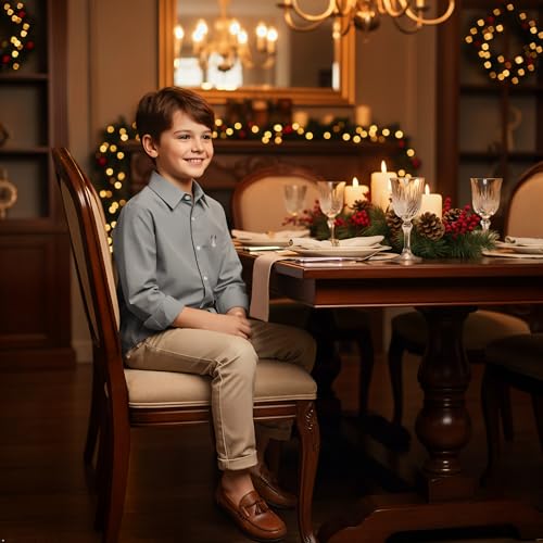 Image of OCHENTA Boys' Long Sleeve Button Down Cute Rabbit Casual Dress Easter Shirt | Oxford Cotton, Embroidered Bunny, Shirts for Boys School & Easter, Church, Wedding, Family Photos, Holiday Outfit