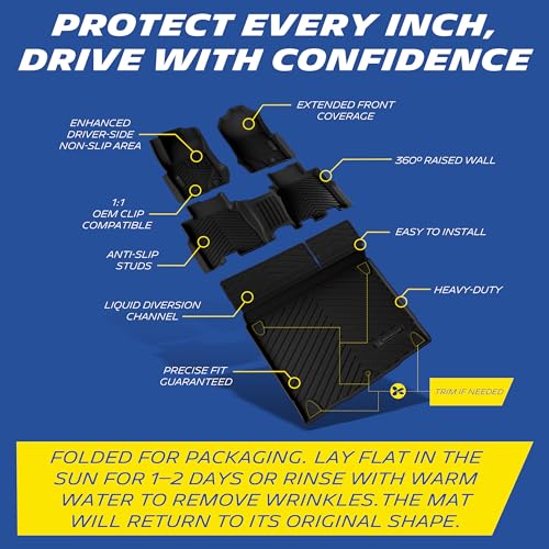 Image of Michelin Vehicle Mats for 2021-2026 Ford Bronco 4-Door (4 Piece) | Not Fit Bronco 2 Door or Sport or Vinyl Floor, All-Weather TPE Custom Fit Liner, Premier