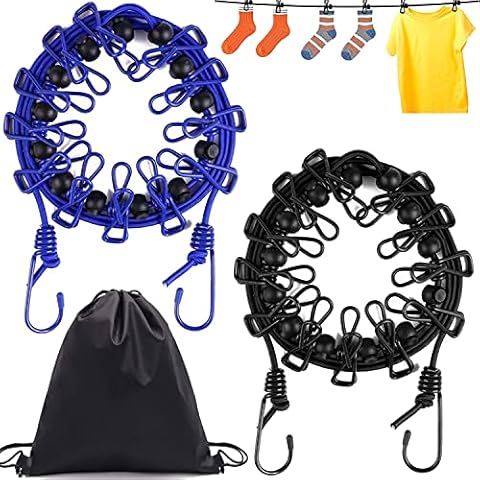 2 Stück Wäscheleine, Camping Reise Outdoor Wäscheleine, Flexible Wäscheleine Tragbar Elastische Cover