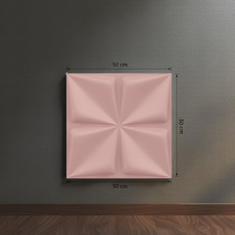 Image of Kayra Decor Wall Panels for Bedroom - PVC Bloom Design Blush Pink Color 19.7 inch x 19.7 inch (Pack of 12) - Covers 32.34 Sq. Ft.