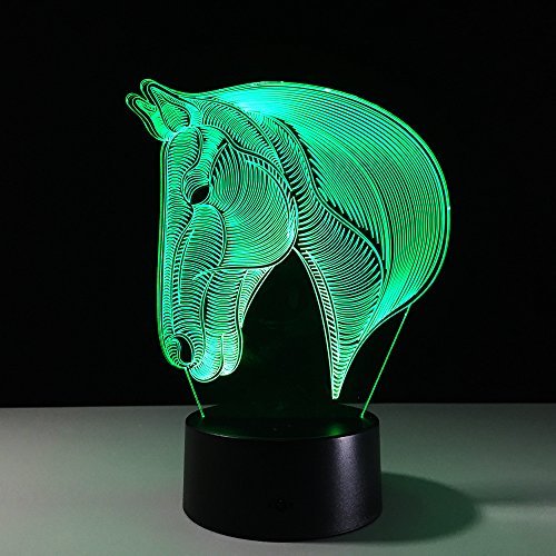 Tiscen 3D Illusion Night Light, Led Plastic Table Desk Lamps, Horse Nightlights, 7 Colors Usb Charge Lighting Home Decoration For Kids Bedroom #TOP5