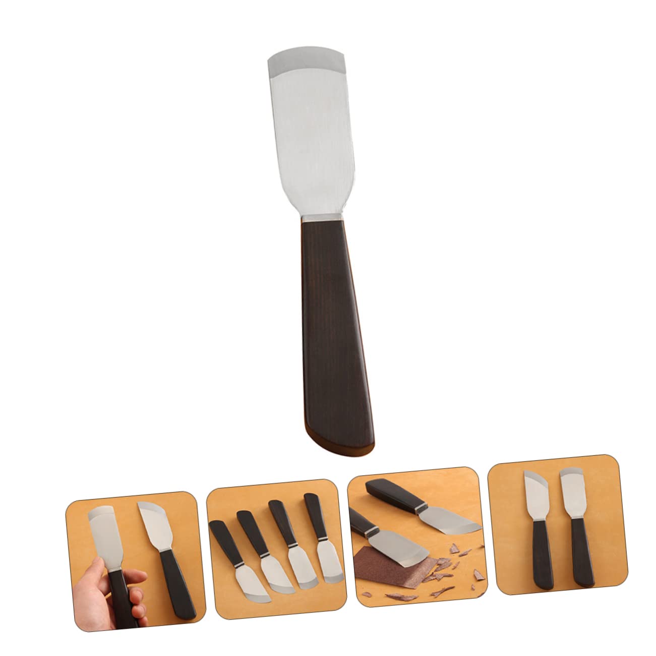 DOITOOL Cuchillo de Biselar Cuero Negro para Desbastar, Acero, Manual