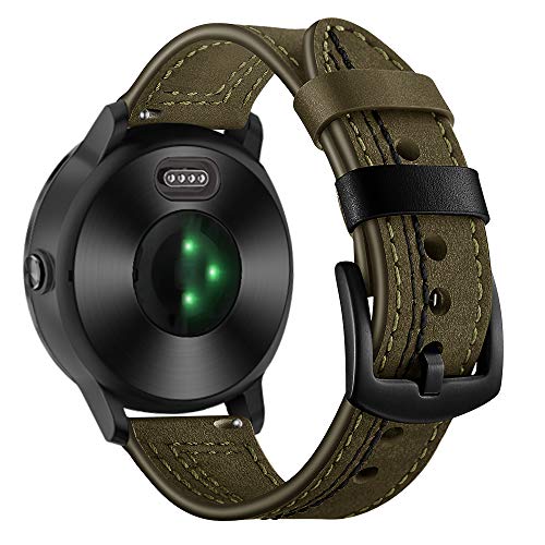 Bracelet 20mm cuir véritable compatible Garmin Vivoactive 3 Forerunner 645 245 - 3