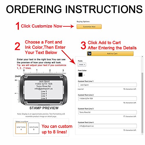 Custom Stamp-Personalized Stamp Self Inking Rubber Stamp,Large Return Address Stamp With Up To 8 Lines Of Custom Text #TOP3