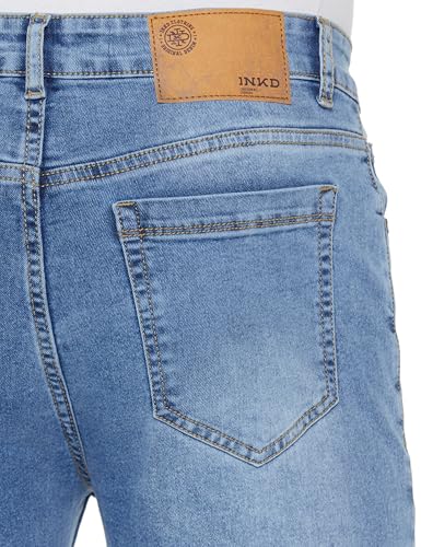 Image of INKD Men's Slim Fit Jeans - Mid-Rise | Cotton Blend | Stretchable Fabric | Jeans for Men | Classic 5 Pocket Styling