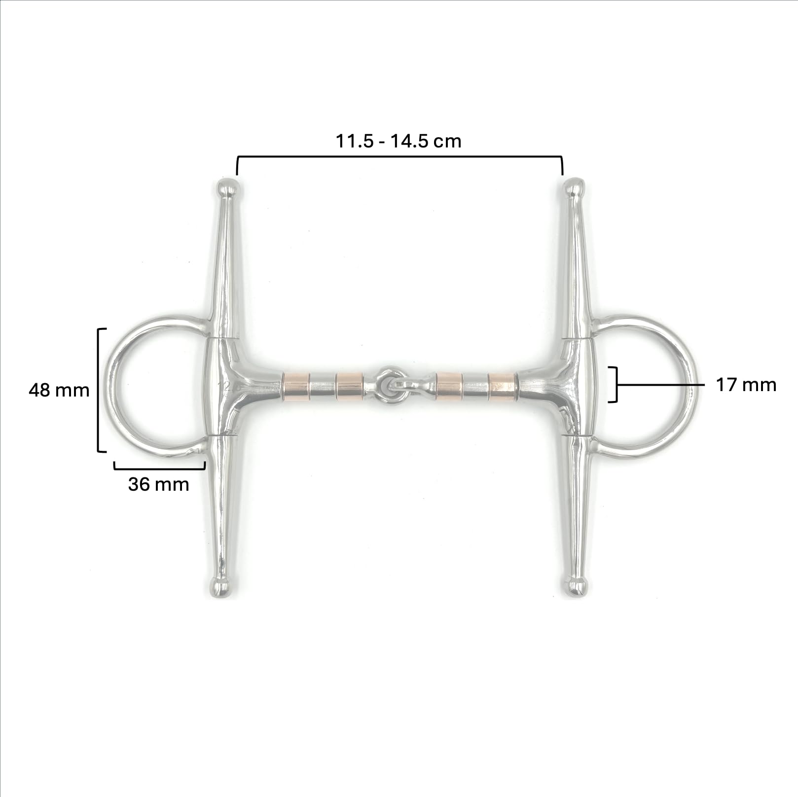 ES0103 Knebeltrense Einfach Gebrochen Kupferrollen Edelstahl 21mm, 13.5 cm