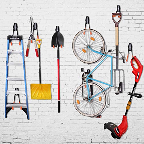 Augtarlion 4 PACK Garage Storage Utility Hooks, Double Heavy Duty Ladder Hangers, Garage Wall Hooks for Hanging Ladder, Hoses, Bike, Folding Chairs, Garage Garden Large Tool Organizer