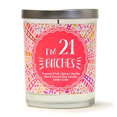 I'm 21 | Tropical Fruit, Spice, Vanilla | Scented Soy Candles | 10 Oz. Jar Candle | Made In Usa | Decorative Aromatherapy | 21 Year Old Birthday Gifts | 21St Birthday Candles #TOP30