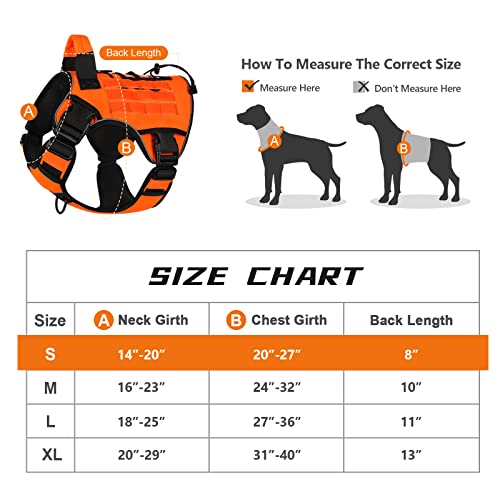 Wingoin Orange Dog Tactical Harness For Small Dogs No Pull Adjustable Reflective K9 Military Dog Service Dog Harnesses With Handle, Metal Buckles For Dachshund, Boston Terrier, Beagle(S) #TOP1