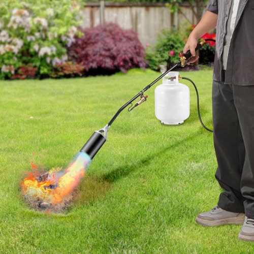 Image of ARTFLAMM NEW Propane Torch Weed Burner Kit, Weed Torch 1,900,000 BTU Blow Torch with 10FT Hose, Heavy Duty Garden Torch with Turbo Trigger for Flame Weeding,Roofing, Melting Ice Snow