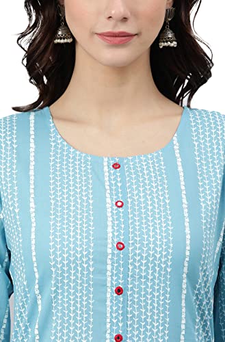 Image of Janasya Women's Cotton Striped Regular Kurta