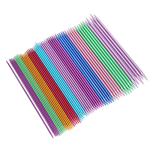 Agujas de tejer de doble punta ergonómicas con superficie brillante de aluminio para tejer 4