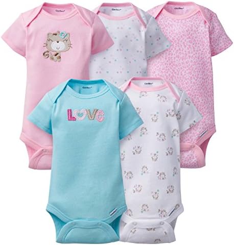 Gerber Clothing Baby Girls 5 Pack Variety Onesies Undershirt Bodysuits, Kitty Love, 6-9 Months