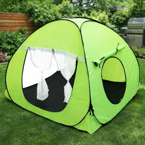 Image of Foldable Play Tent House Big Size l Pop-Up Indoor & Outdoor Playhouse for Girls Boys | Multi Purpose Tent House for Kids Boys 3 to 10 Years with Fun Patterns Easy Setup & Portable (Green)