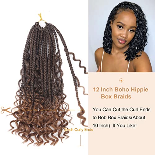 Goddess Box Braids Crochet Hair With Curly Ends 12 Inch Bohomian Box Braids Crochet Braids 8 Packs 3X Crochet Braids Synthetic Braiding Hair Extension For Black Women(12 Inch (Pack Of 8), T1B 30)… #TOP4