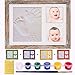 Kit de marco huella bebe de Arcilla-molde de letras y numeros con 6 tintas y pincel.Cuadro Fotos y Huellas de Bebé de madera y cristal vidrio.Regalos para Recién Nacido Para Niño Y Niña.Quickly Smile